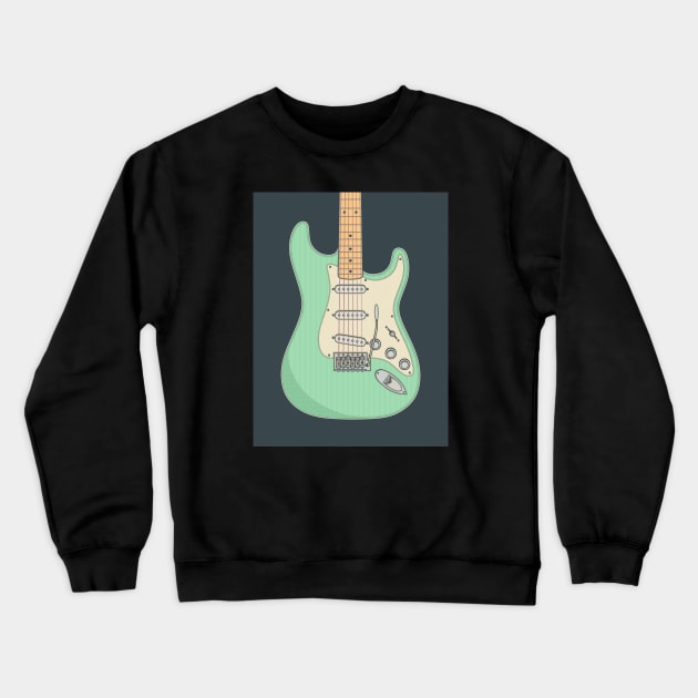 Surf Green Strat Guitar Crewneck Sweatshirt by milhad